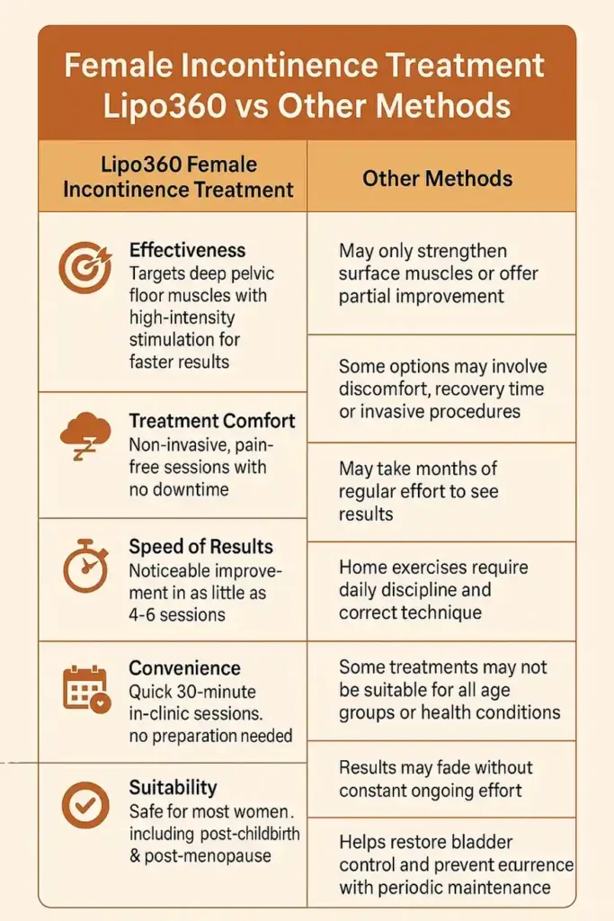 Comprehensive Guide To Female Incontinence Treatment Options 1 Table showing benefits of incontinence treatment Bradford