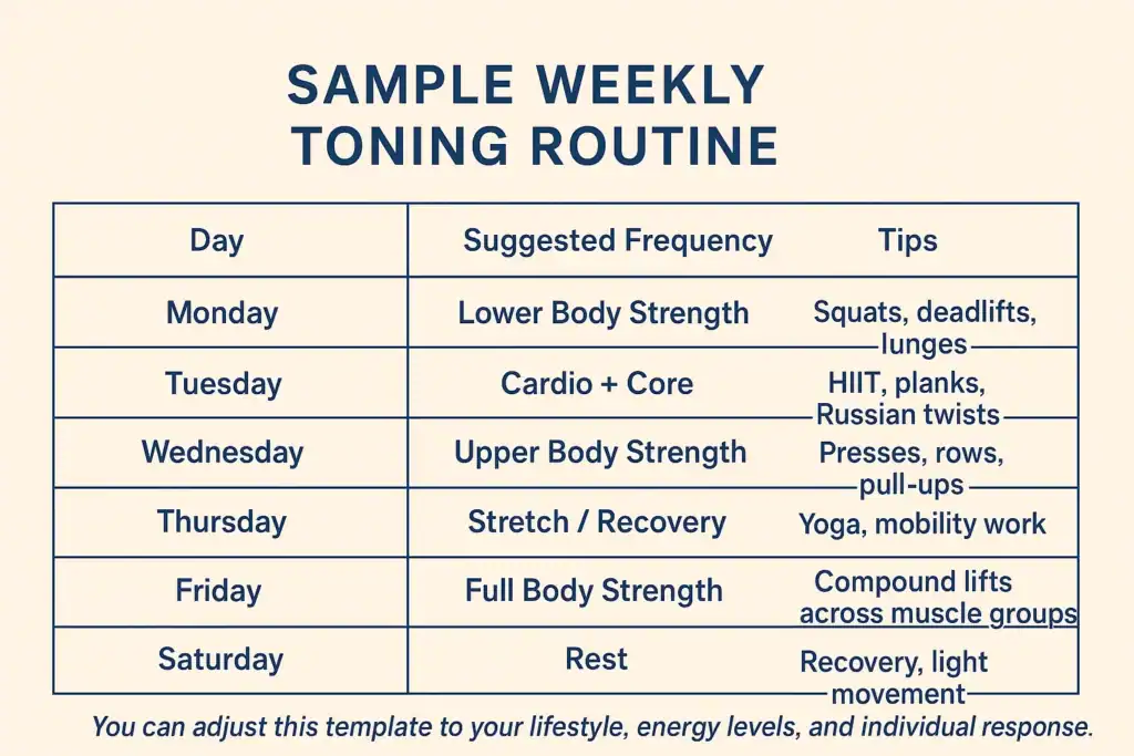 Achieving the Perfect Tone: How Often Should You Exercise for Results? 4 Weekly exercise Bradford plan graphic