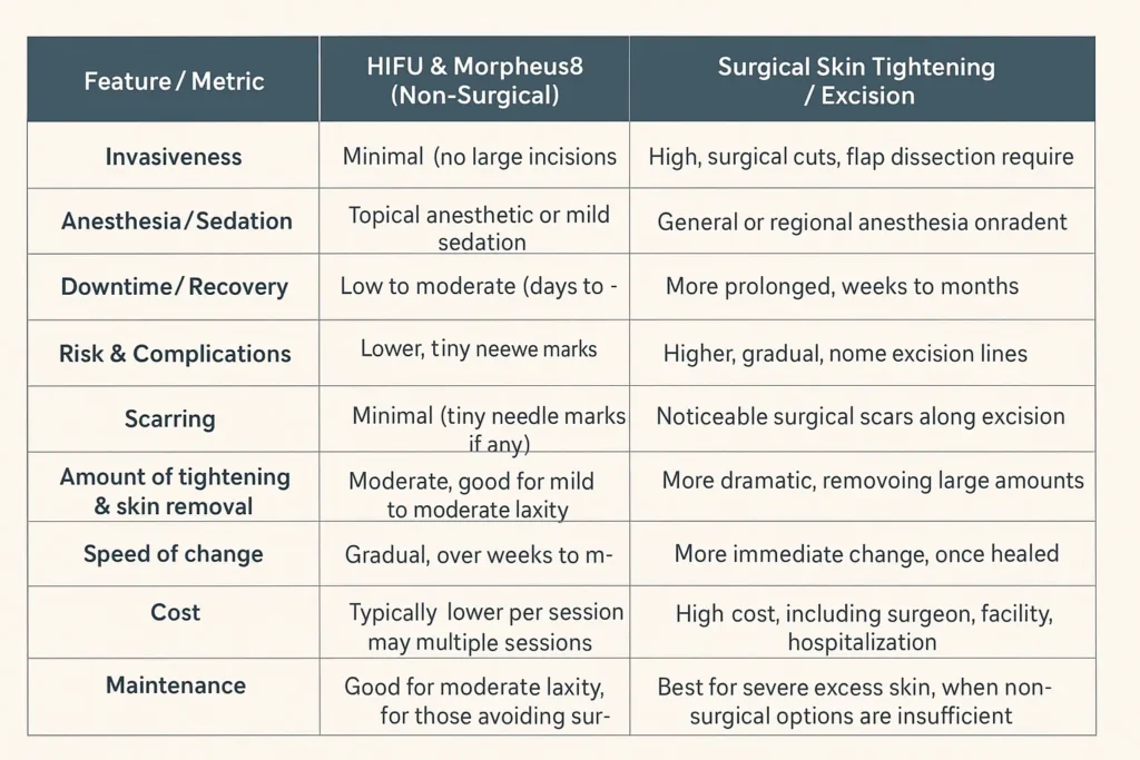 The Science of Skin Tightening 2 Table of skin tightening Bradford benefits compared to surgical options